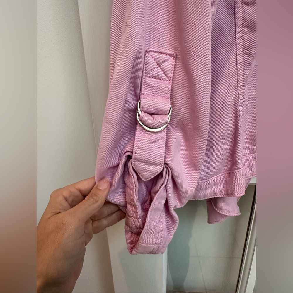 White House Black Market Dusty Rose Pink Drape Front Roll Sleeve Jacket Size XL - Picture 7 of 12
